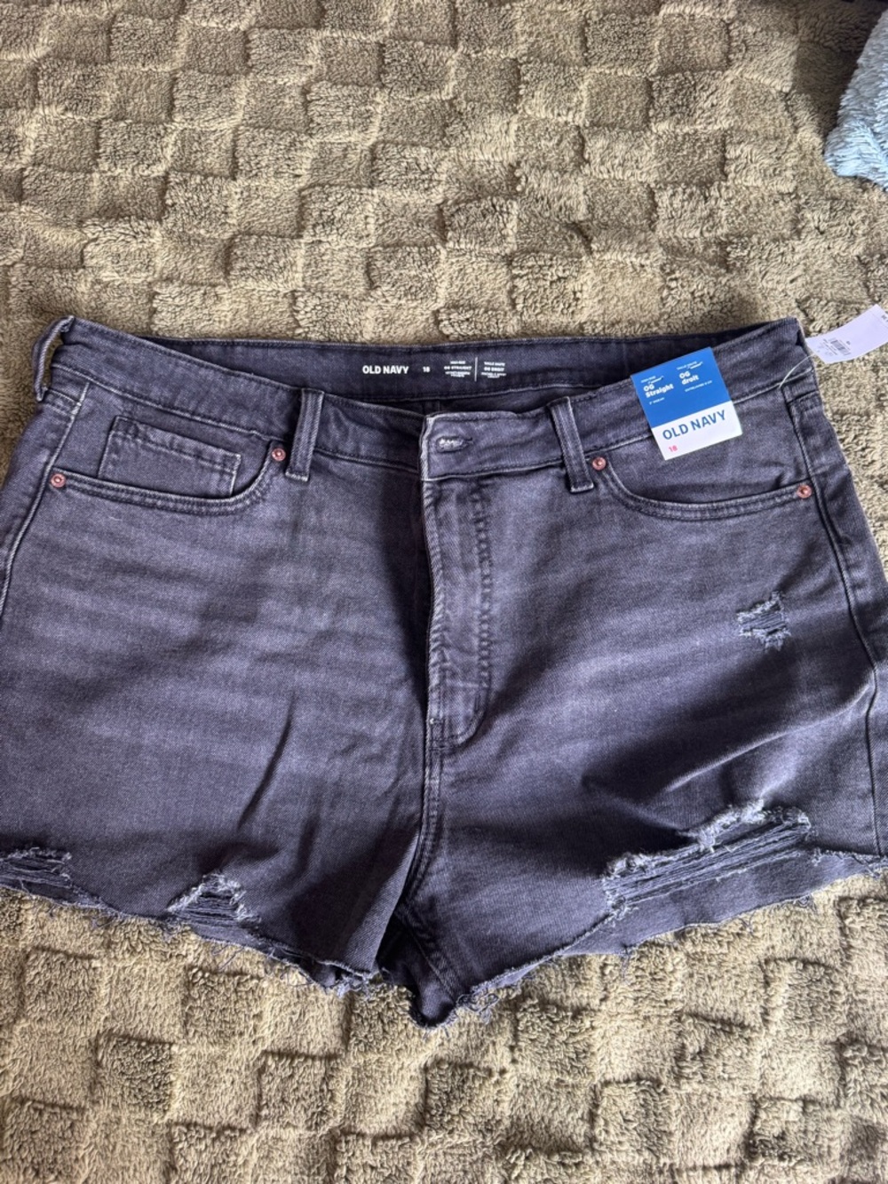 Old Navy Black Ripped Denim Jean Shorts